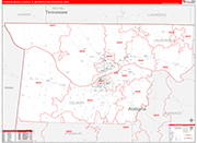 Florence-Muscle Shoals Metro Area Wall Map Red Line Style